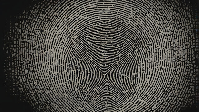 Abstract Textured Fingerprint Pattern with Concentric Circles and Dark Background