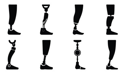 Silhouette Collection of Leg Prosthetics Artificial Limbs and Medical Devices