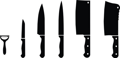 Knife icon vector. Kinds of kitchen knife sign symbol silhouette