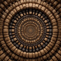Fototapeta premium Intricate Spiral Pattern of Wooden Boxes in Symmetrical Design