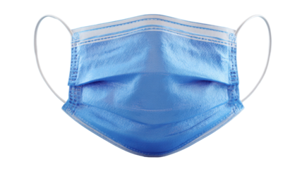 Medical blue surgical face mask protective healthcare equipment hygiene prevention safety tool infection protection concept disposable design on white background