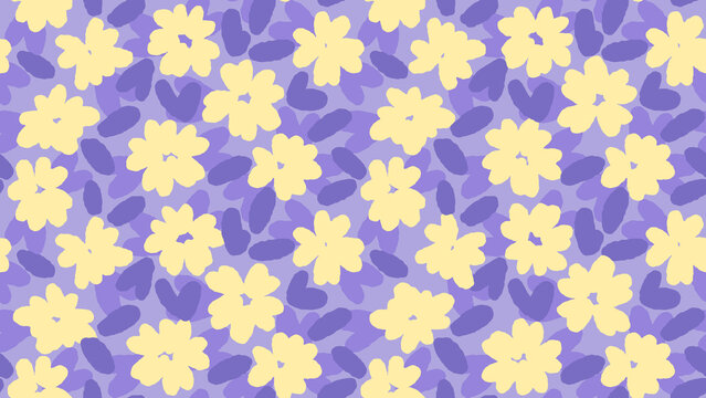 floral seamless pattern with yellow flowers on soft purple background