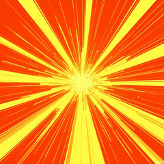 Fototapeta premium Explosive Comic Pop: Bright Yellow Sunburst and Orange Radial Rays