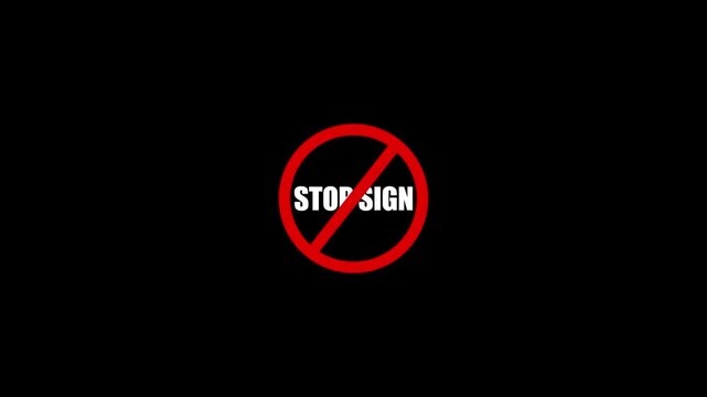 Red prohibition sign with the words STOPSIGN in white text on a black background stop sign forbidden
