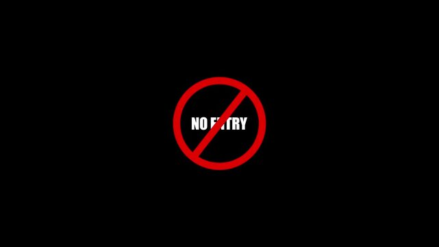 Red prohibition sign with the text NOENTRY in white on a black background no entry forbidden