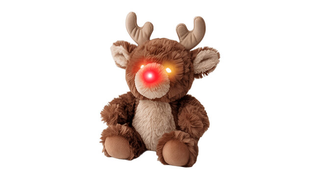 A plush reindeer with a glowing red nose, radiating holiday cheer. - Powered by Adobe