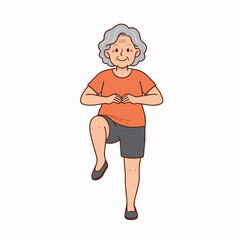 Joyful senior woman practicing balance exercises for active lifestyle