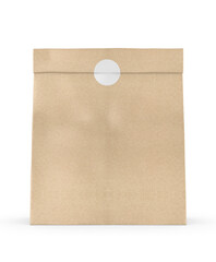 Blank Craft Paper Bag Packaging For coffee beans dry fruits and other food items. 3d illustration.
