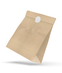 Blank Craft Paper Bag Packaging For coffee beans dry fruits and other food items. 3d illustration.