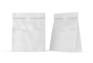 Blank Craft Paper Bag Packaging For coffee beans dry fruits and other food items. 3d illustration.