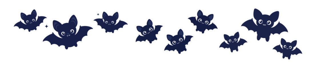 Dark Silhouette Bats Flying In A Halloween Night Sky Illustration