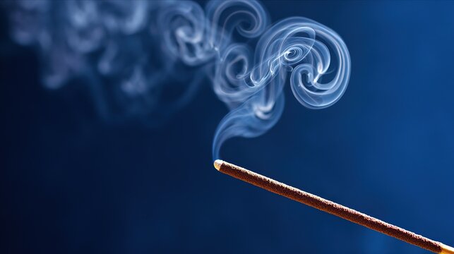 Versatile spiral smoke design template, deep blue background and delicate smoke texture, natural light creating layers