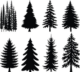 Obraz premium Set of fir trees vector illustration for Christmas and winter holiday decoration