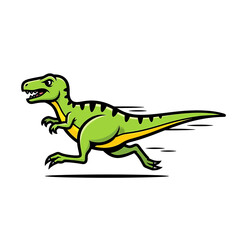 Obraz premium A vibrant illustration of a green Tyrannosaurus Rex in full stride, showcasing speed and motion.