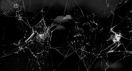 cracked glass isolated in black background