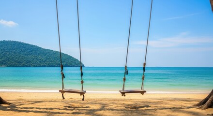 Tropical Beach Swings Offering Serene Ocean Views and Coastal Relaxation