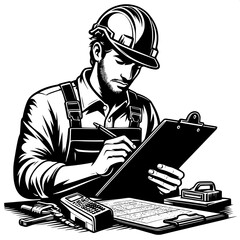 Naklejka premium Engineer Writing Measurements