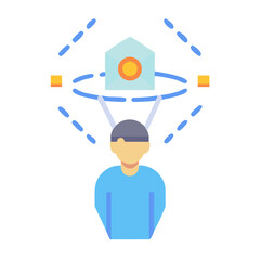 Conceptual illustration of a person connected to a network, representing data and communication