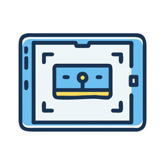 Digital tablet concept with user interface elements and focus marker display