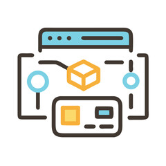 Abstract visual depicting data analysis and connection with cube in the center