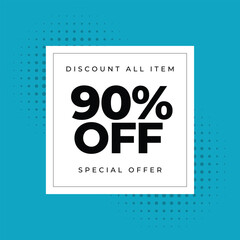 Discount All Item 90% off Special Offer Vector Template Design Illustration