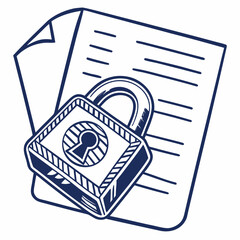 Hand Drawn Document Security Padlock Icon paper