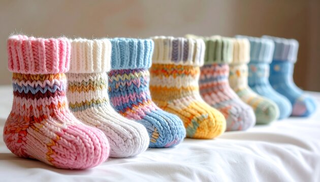 Colorful Knitted Baby Socks.