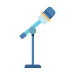 Stylized microphone on a stand graphic design with simple shapes on black