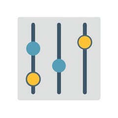 Graphic equalizer panel with sliders, flat design for UI element