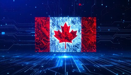 Canadian Technology Digital Flag Background Concept