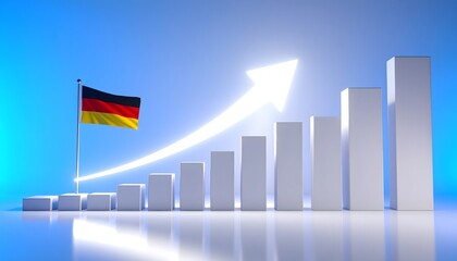 Germany Economic Growth Chart Flag and Bar Graph