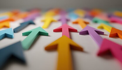 Colorful Arrow Arrangement on White Surface for Directional Concepts