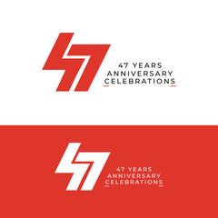 47 Years Anniversary Logo collection gradient Vector Template Illustration