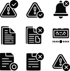 Resolved Alerts Solid Icon Set  Muted Warnings, Dismissed Notifications, and Fixed Issues