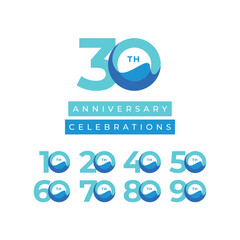 30 Th Anniversary Logo collection gradient Vector Template Illustration