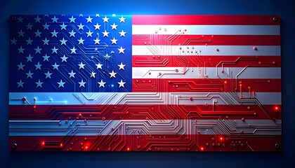 Tech American Flag Stars and Stripes Circuit Board