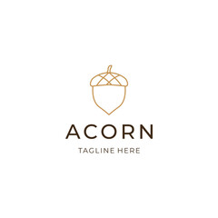 Line art acorn logo design. geometric nature flat icon illustration vector