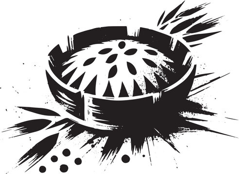 Elegant sumi-e illustration of Sardinian fregola dish with minim