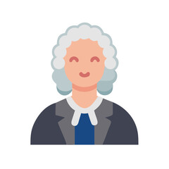 Vector Illustration: Smiling Woman Judge in Judicial Robe and Wig