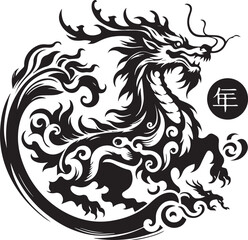 Obraz premium Intricate vector illustration of a majestic Chinese dragon in mo