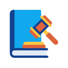 Law book with gavel graphic illustration on black backdrop