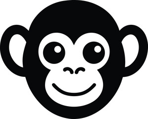 Fototapeta premium Cute monkey face icon with expressive eyes and smiling mouth