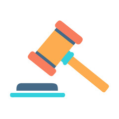 Orange and blue gavel illustration against black background