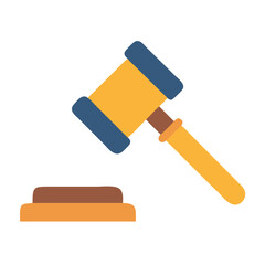 Gavel and sound block illustration in flat design style