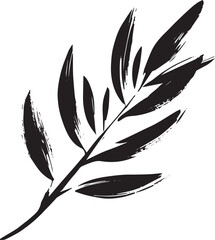 Obraz premium Elegant Olive Branch Illustration in Sumi-e Style Black and Whit