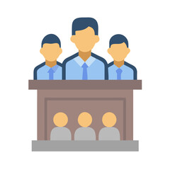 Vector illustration of a panel discussion event scene