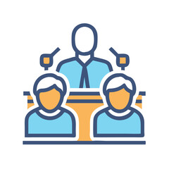 Teamwork concept with group leader and workers illustration