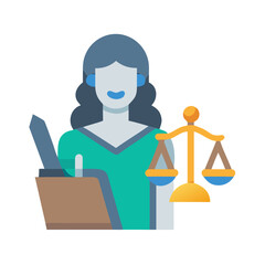 Flat design illustration of justice concept on black background