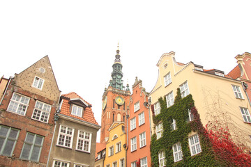 Colorful Facades of Townhouses in Gdansk, Poland