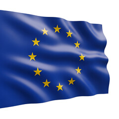 3d icon of european union flag waving isolated on transparent background